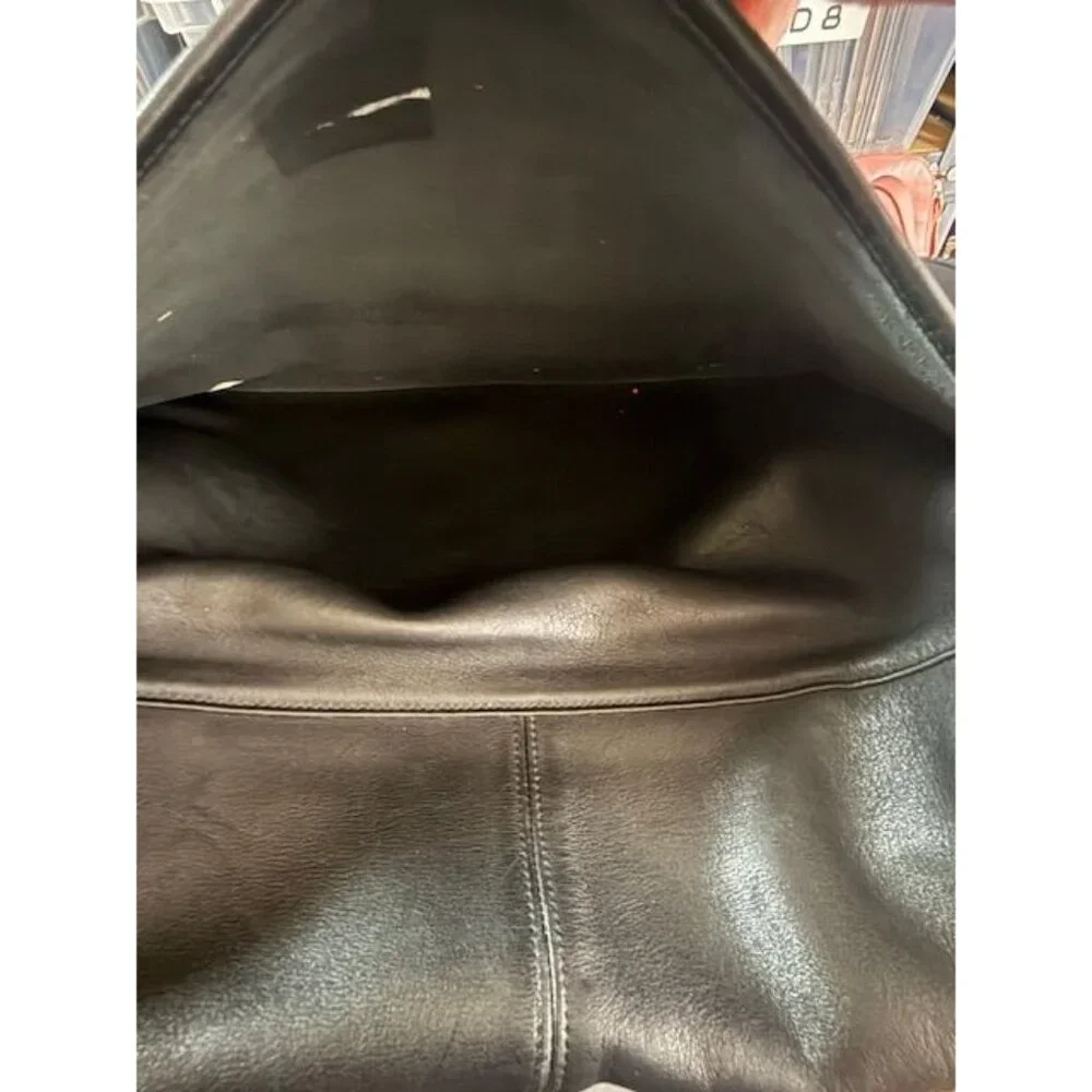 Vintage Coach Black Leather Legacy Full Flap Messenger Laptop Bag #5206